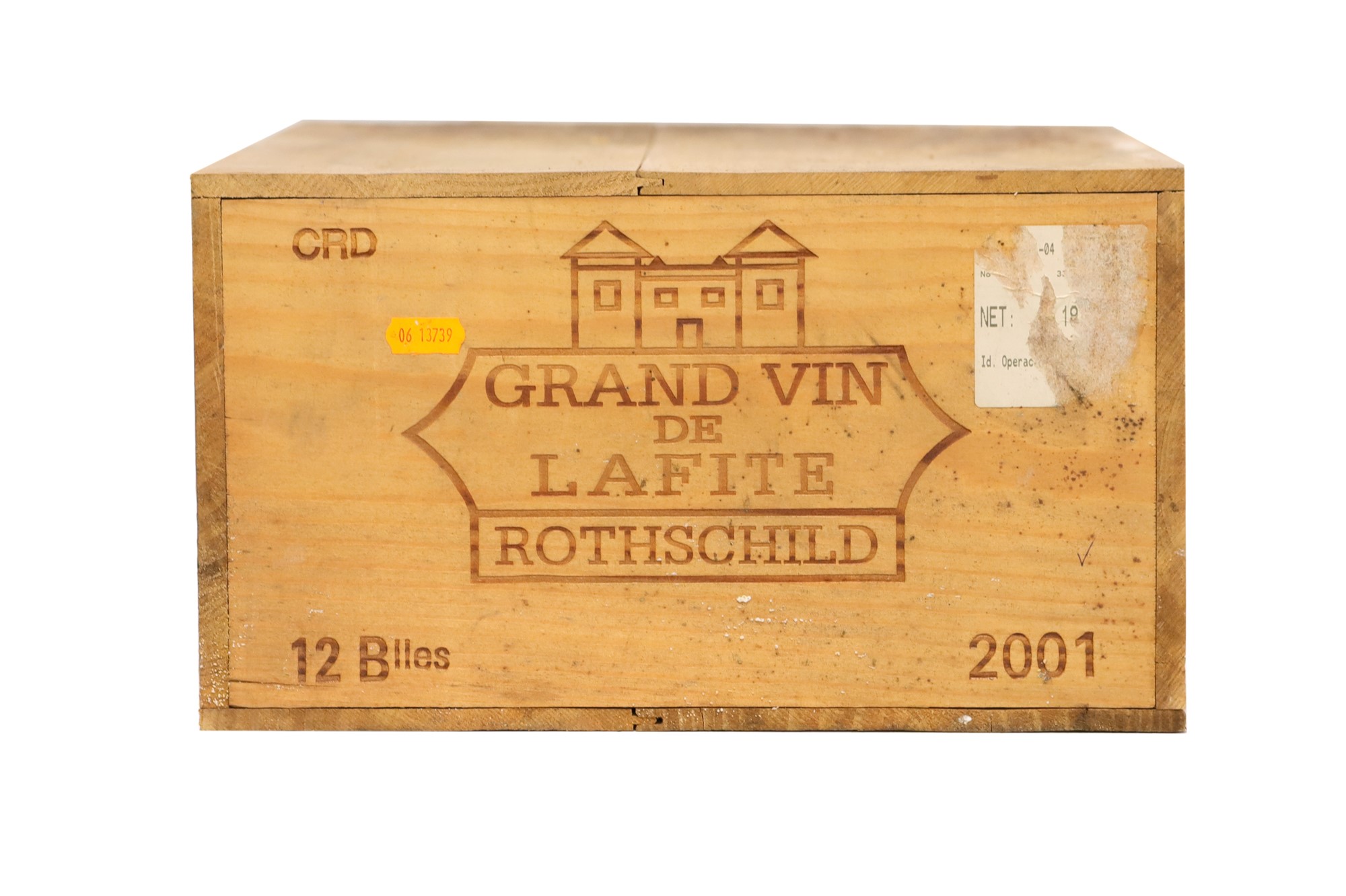 Twelve bottles of Chateau Lafite-Rothschild 2001 in open original wooden Cas.Pauillac, 